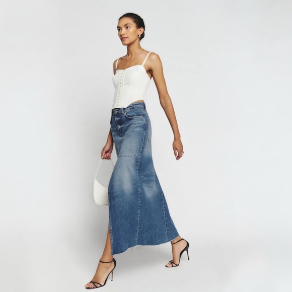 NWT Reformation Tazz Maxi Denim Skirt 27